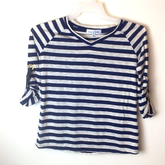 kate parks Tops - 🌸 Kate Parks blue white striped top. Size PL.